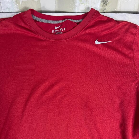 Nike Dri Fit Men's T-Shirt Red Crew Neck Short Sleeve Performance Comfy Size XL - Picture 3 of 16